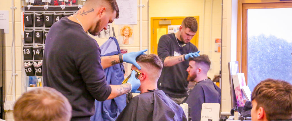 Student Cutting Hair